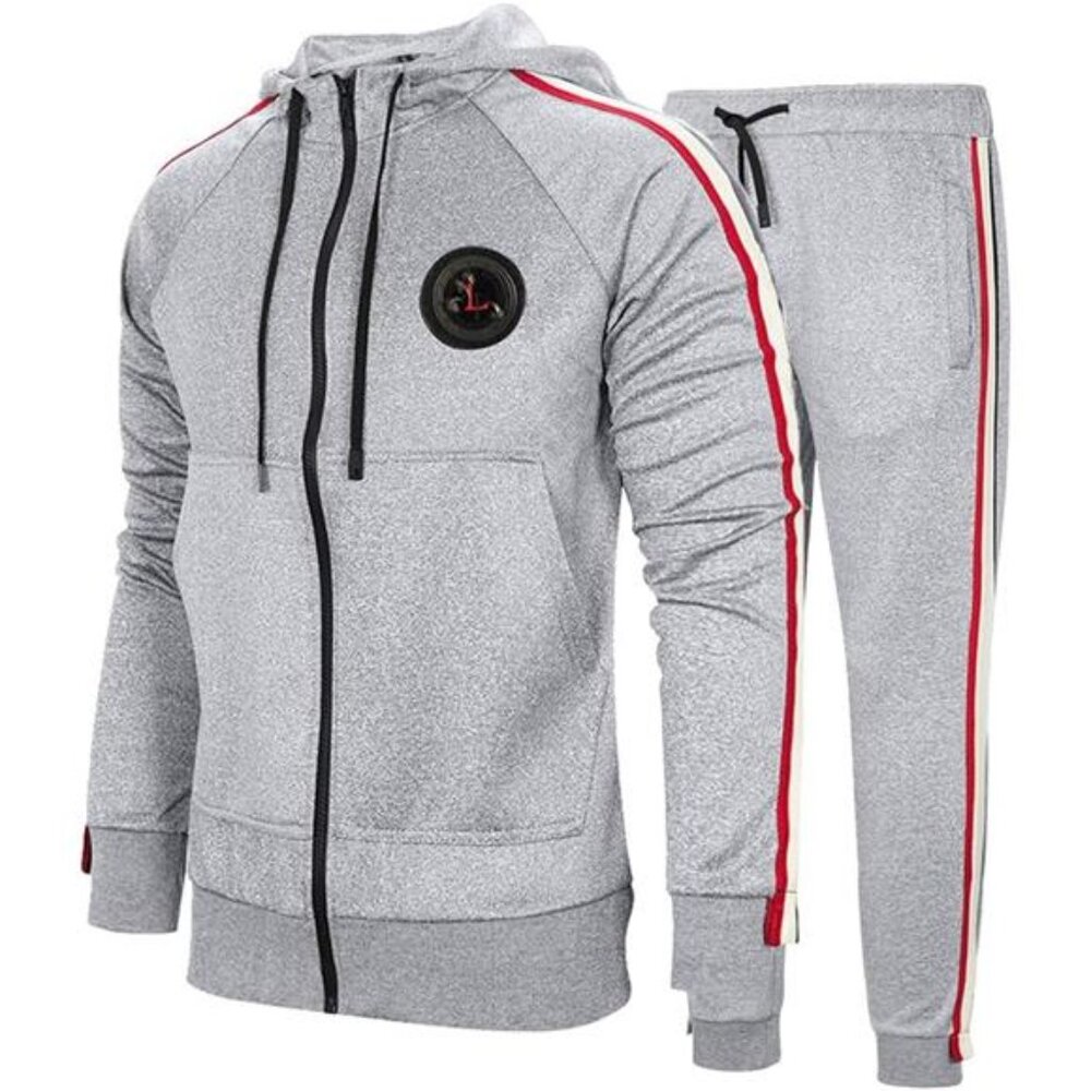 NEW Men's Hooded Athletic Tracksuit Casual Full Zip Jogging Sweat Suits